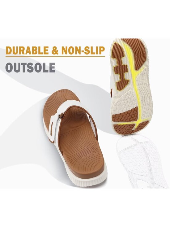 Men\'s White Orthotic Cushion Flip Flops Athletic Recovery Foam Walking Sandals main image 5